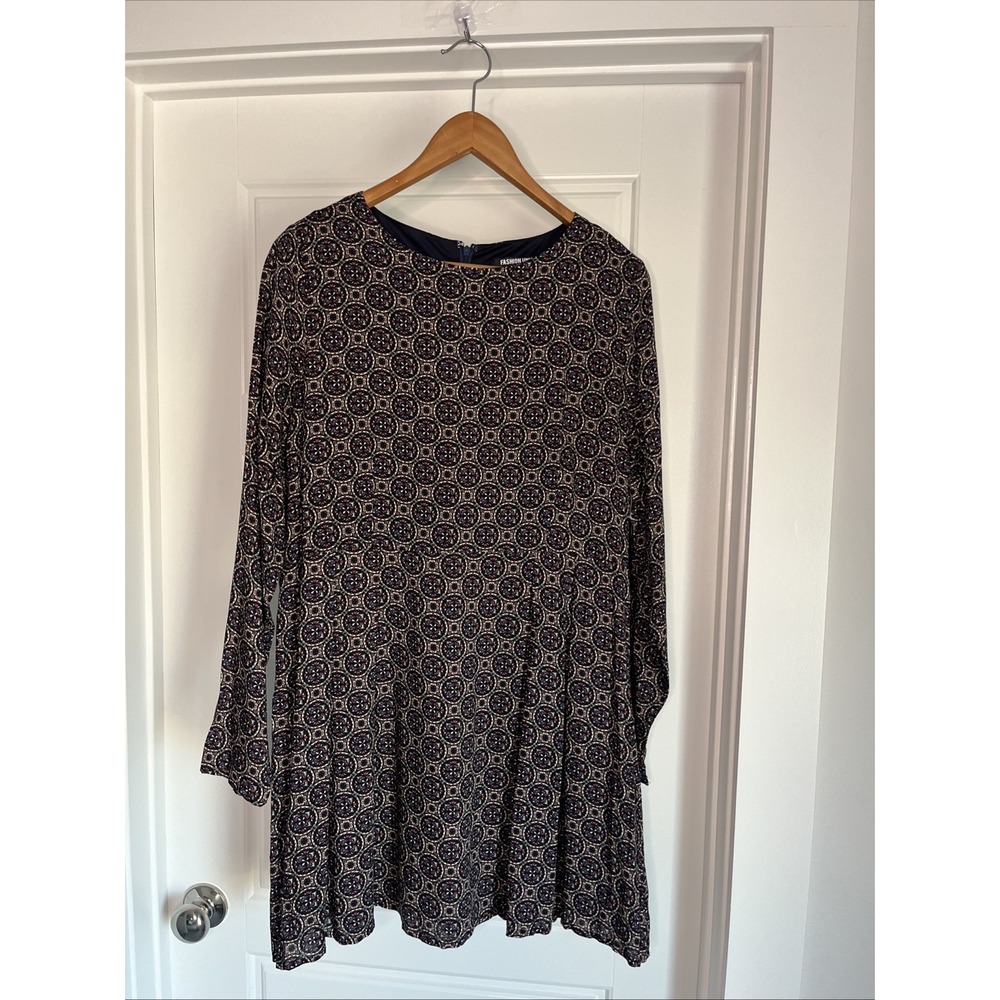 Fashion Union MIDI Geometric Tunic Dress Sz UK 16 US 12 Goth Grunge Fall Y2K New